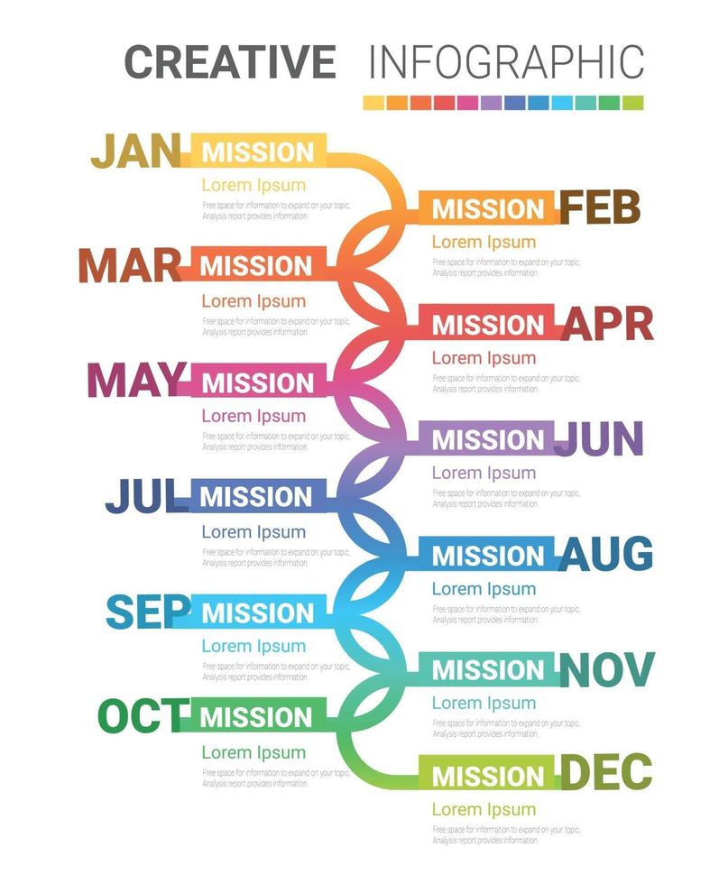 presentatie zakelijke infographic sjabloon voor 12 maanden vector