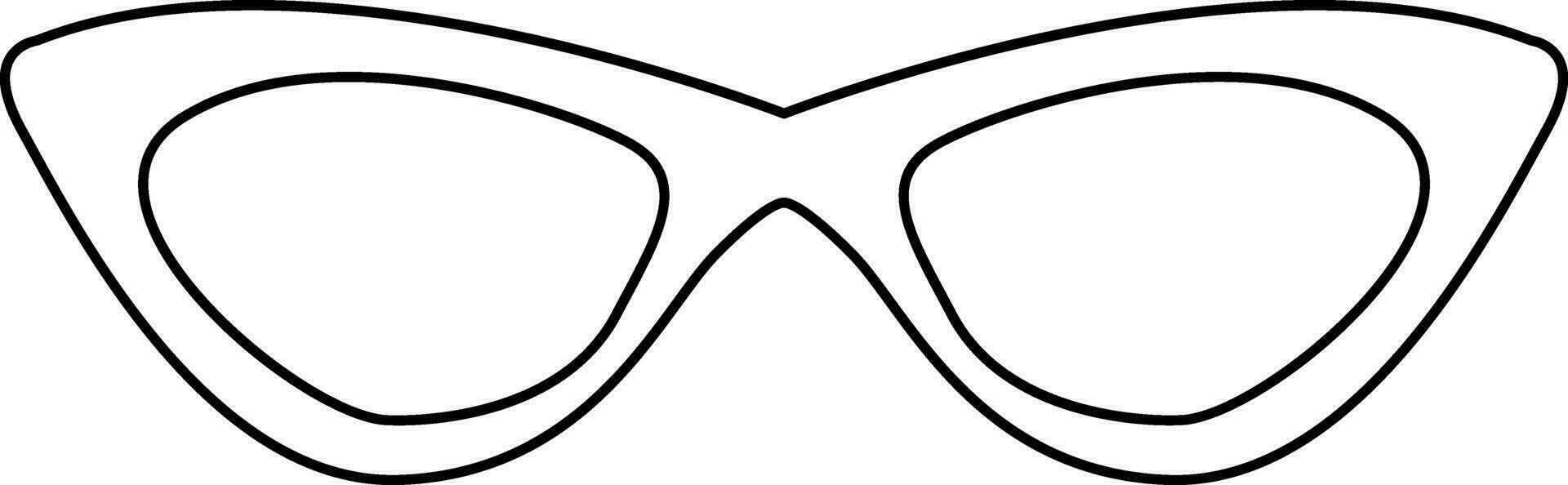 dun contour lijn van langwerpig kat oog bril vector