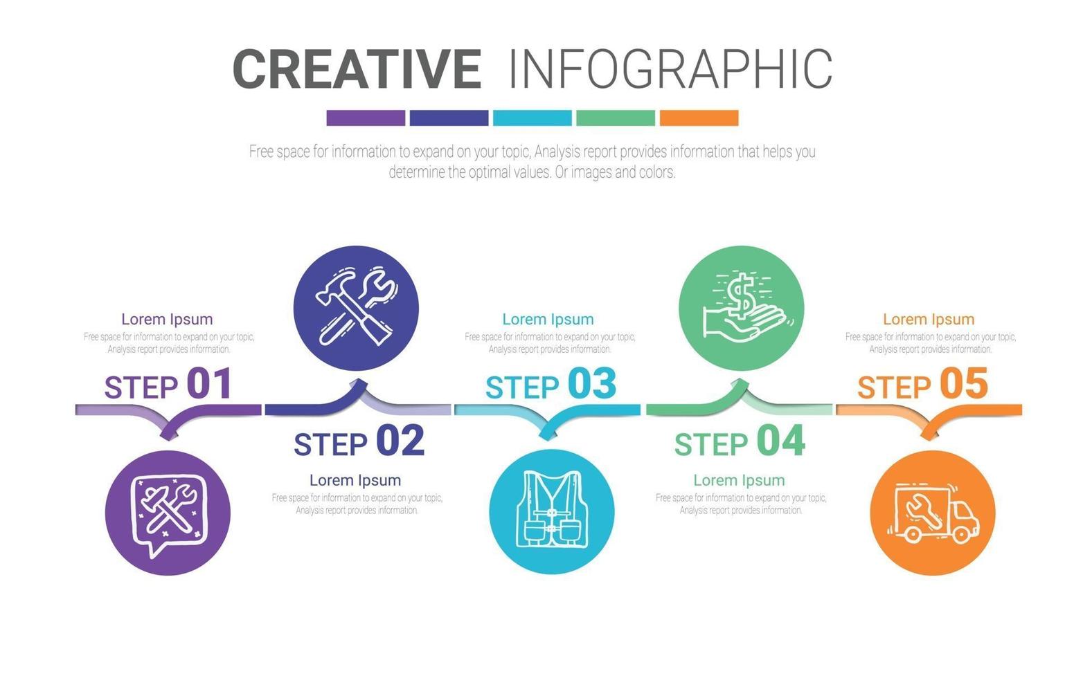 tijdlijn infographic sjabloon met 5 opties vector