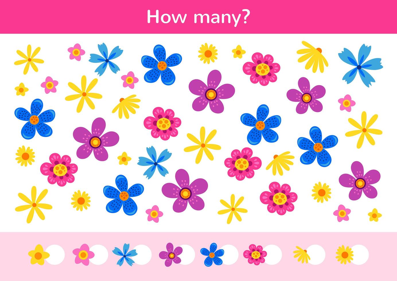 het tellen van kinderen spel van een geweldige bloemen. vector