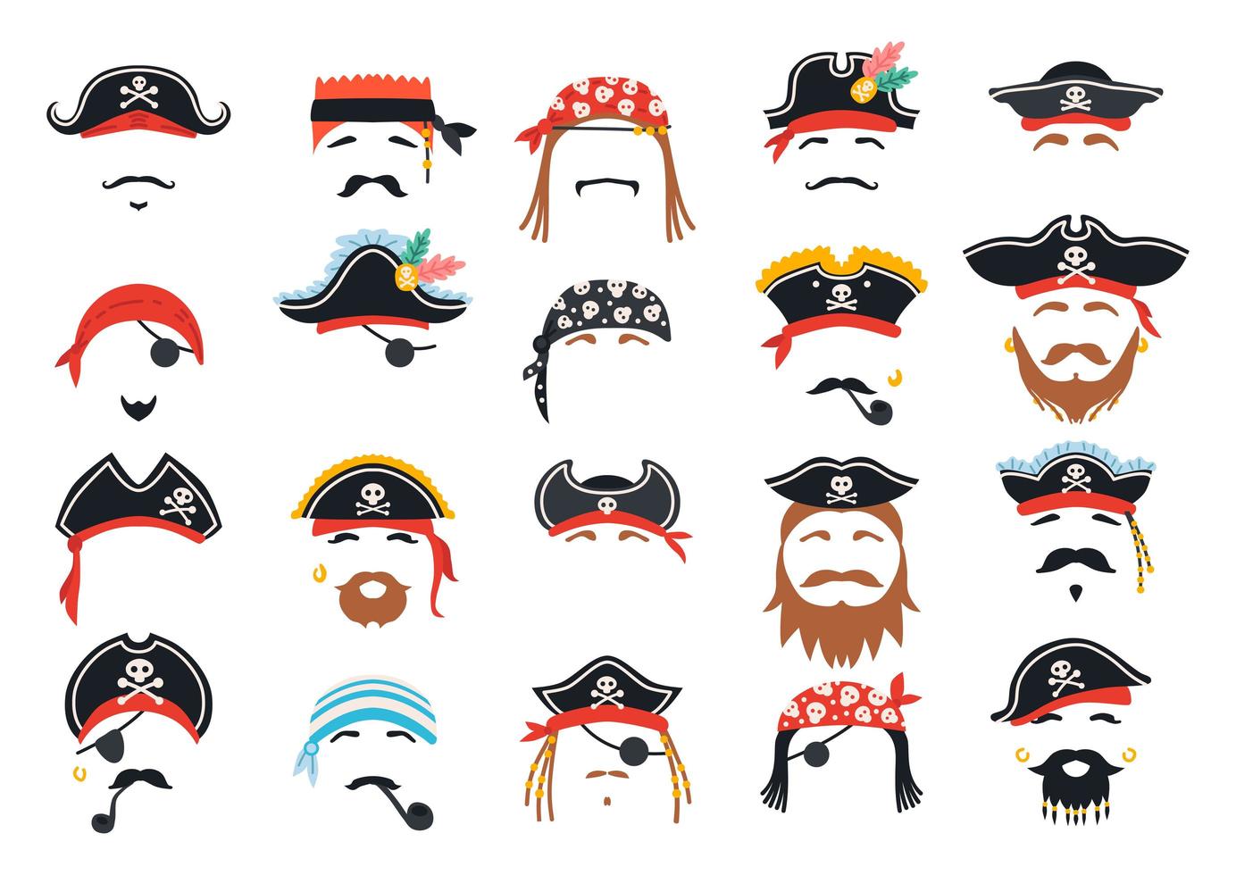 carnaval piraten masker decor. rekwisieten voor fotohokjes vector