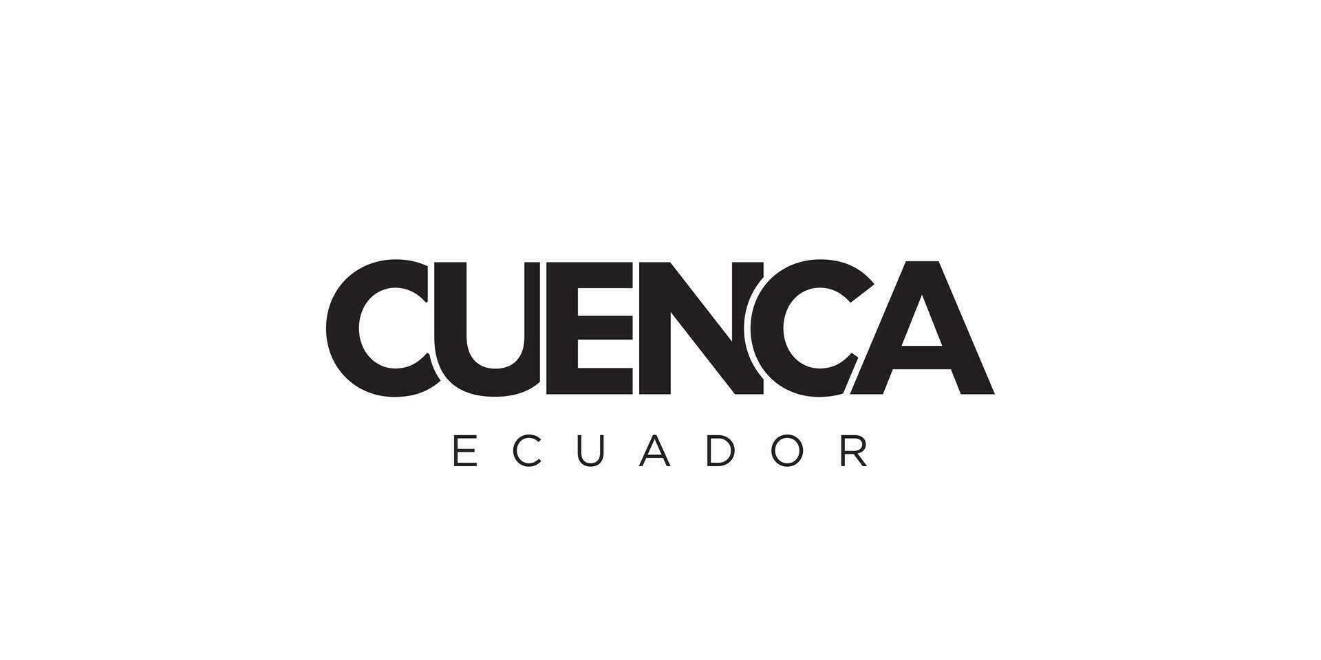 Cuenca in de Ecuador embleem. de ontwerp Kenmerken een meetkundig stijl, vector illustratie met stoutmoedig typografie in een modern lettertype. de grafisch leuze belettering.