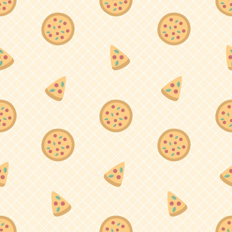 schattig pizza en plak naadloos patroon vector