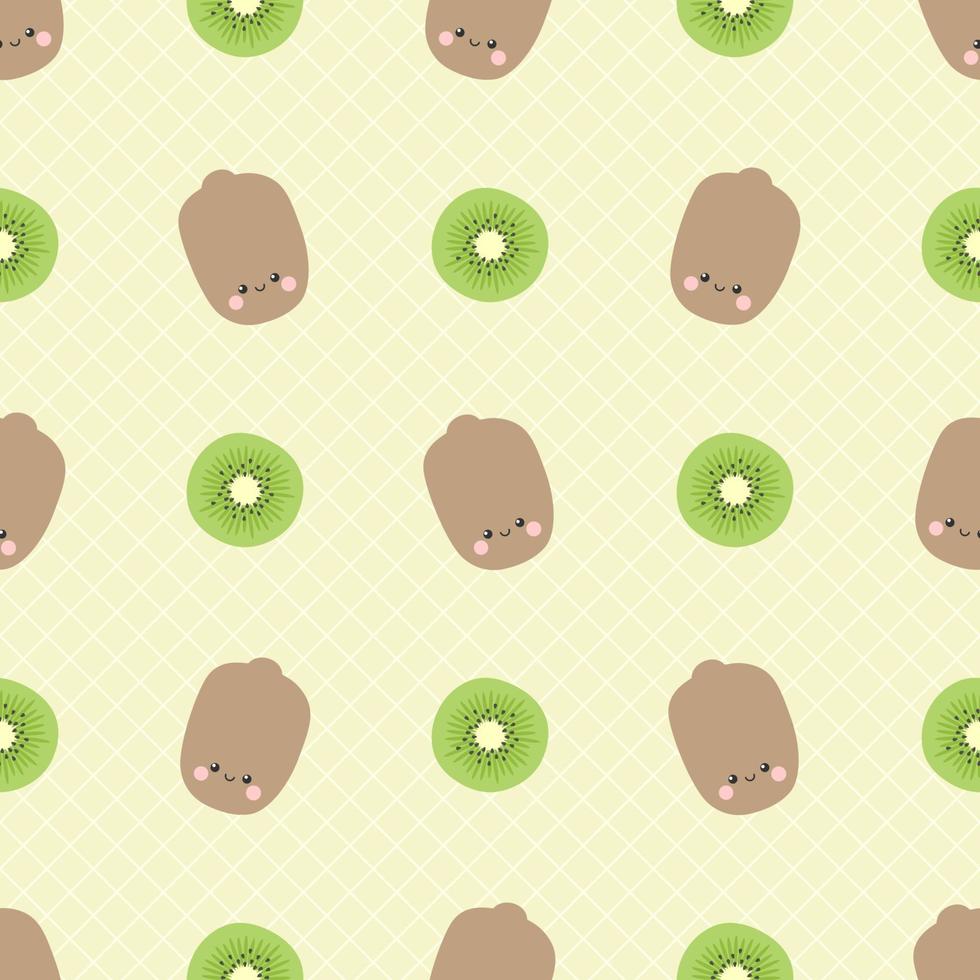 schattig kawaii kiwi fruit naadloos patroon vector