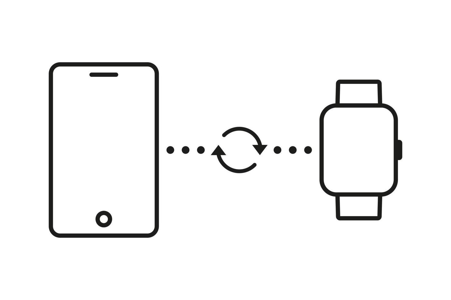 smartphone is losgekoppeld van een smartwatch. vector pictogram illustratie.