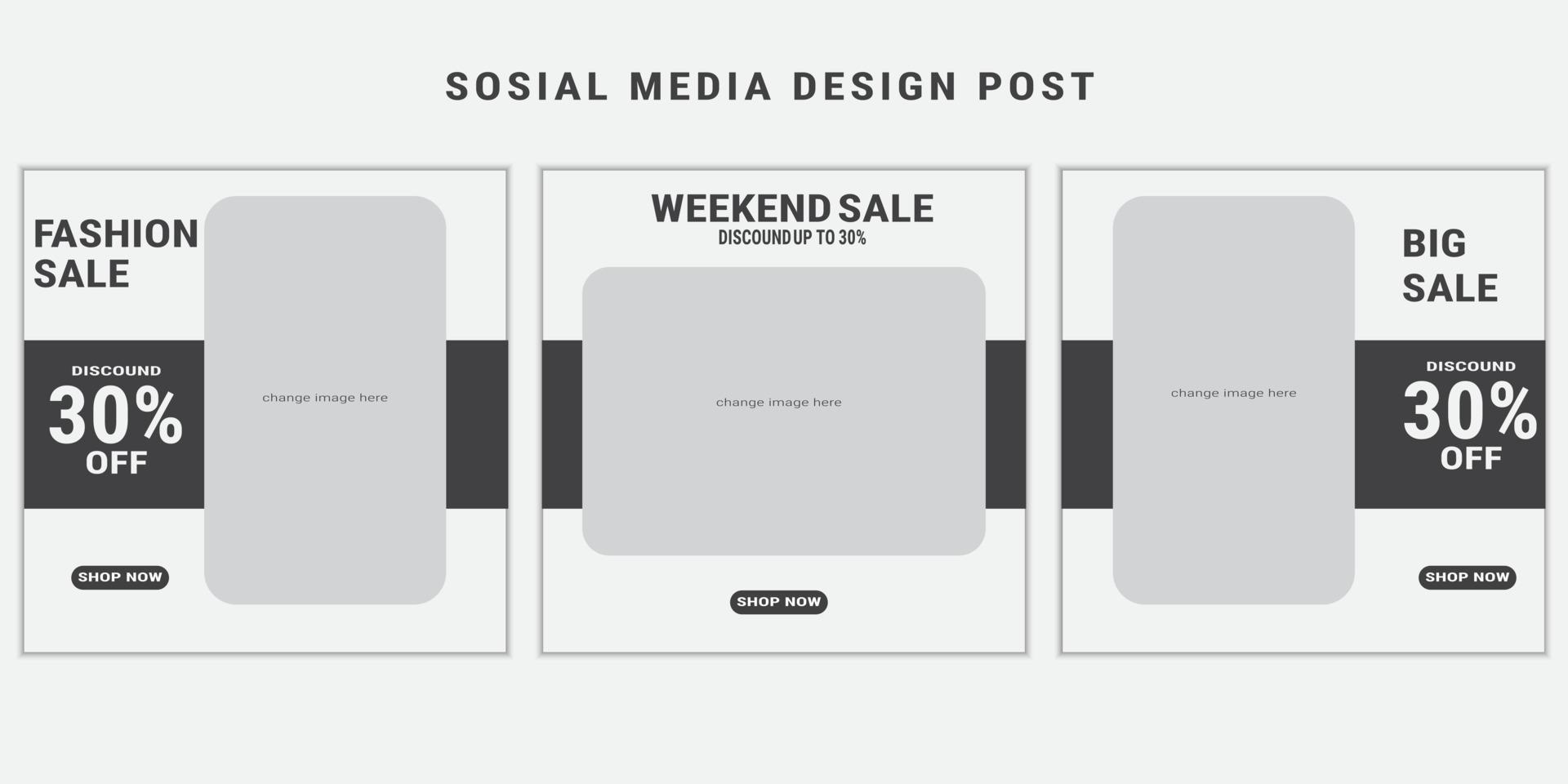 bewerkbare social media templates ontwerp posts collectie vector