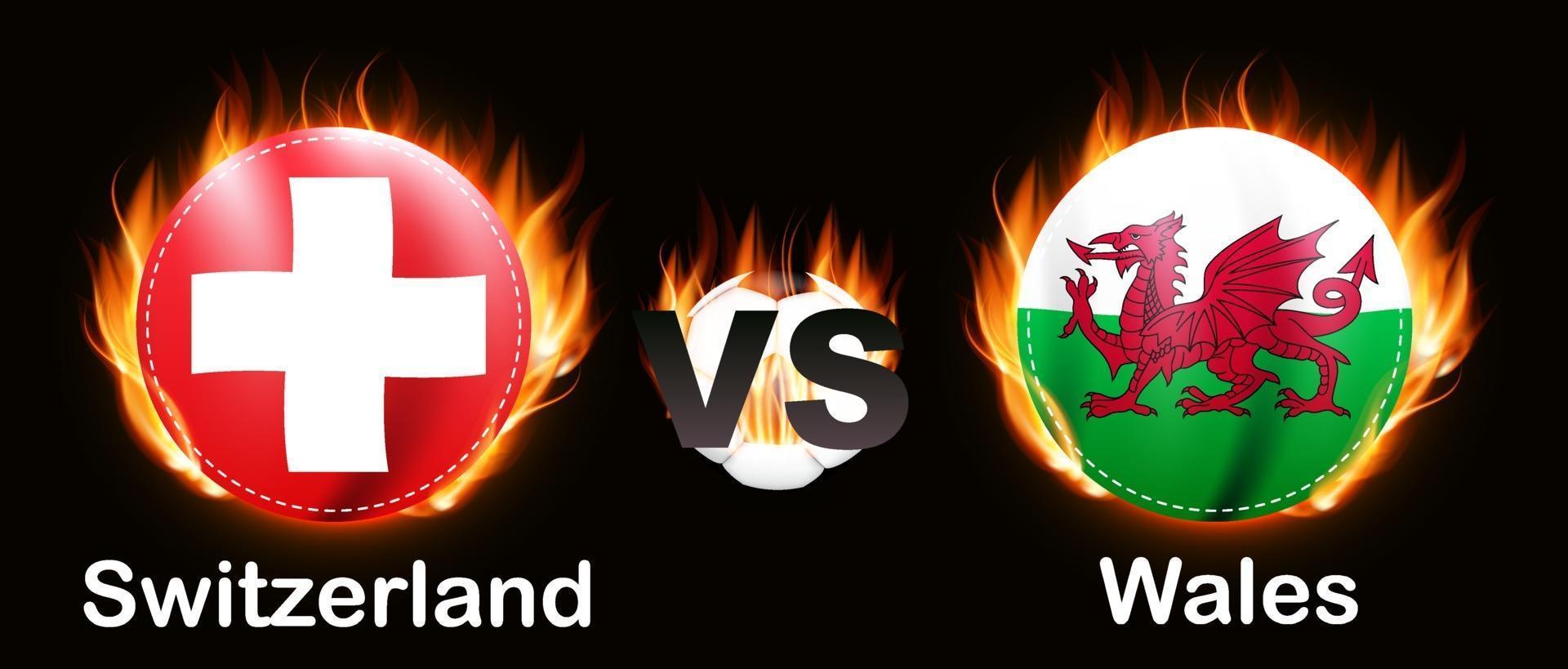 voetbalwedstrijd. kampioenschap. rivaliteit zwitserland en wales vector