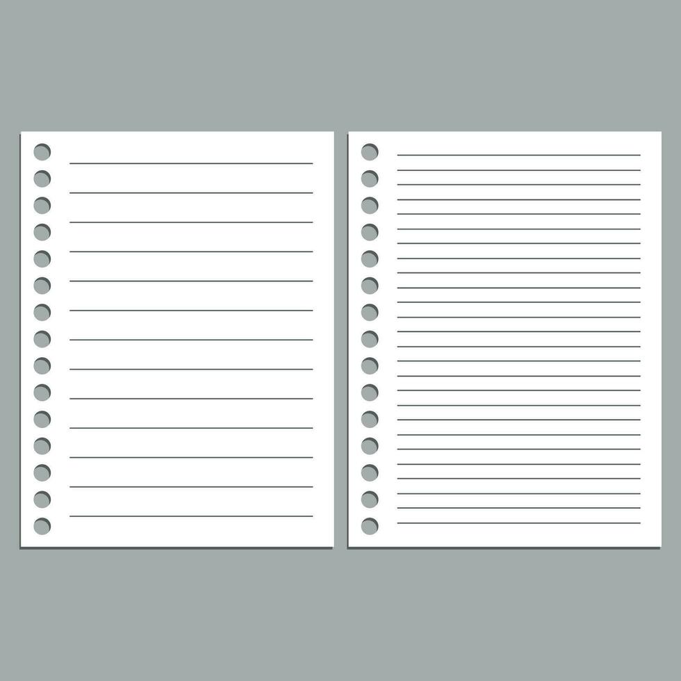 reeks van vector realistisch illustraties van een vel van papier blanco van een werkboek met een schaduw.