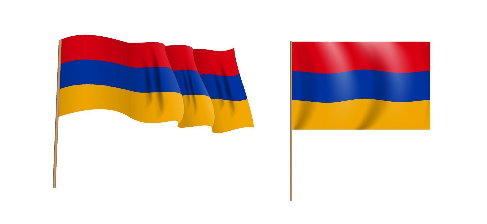 kleurrijke naturalistische wapperende vlag van armenië. vector illustratie