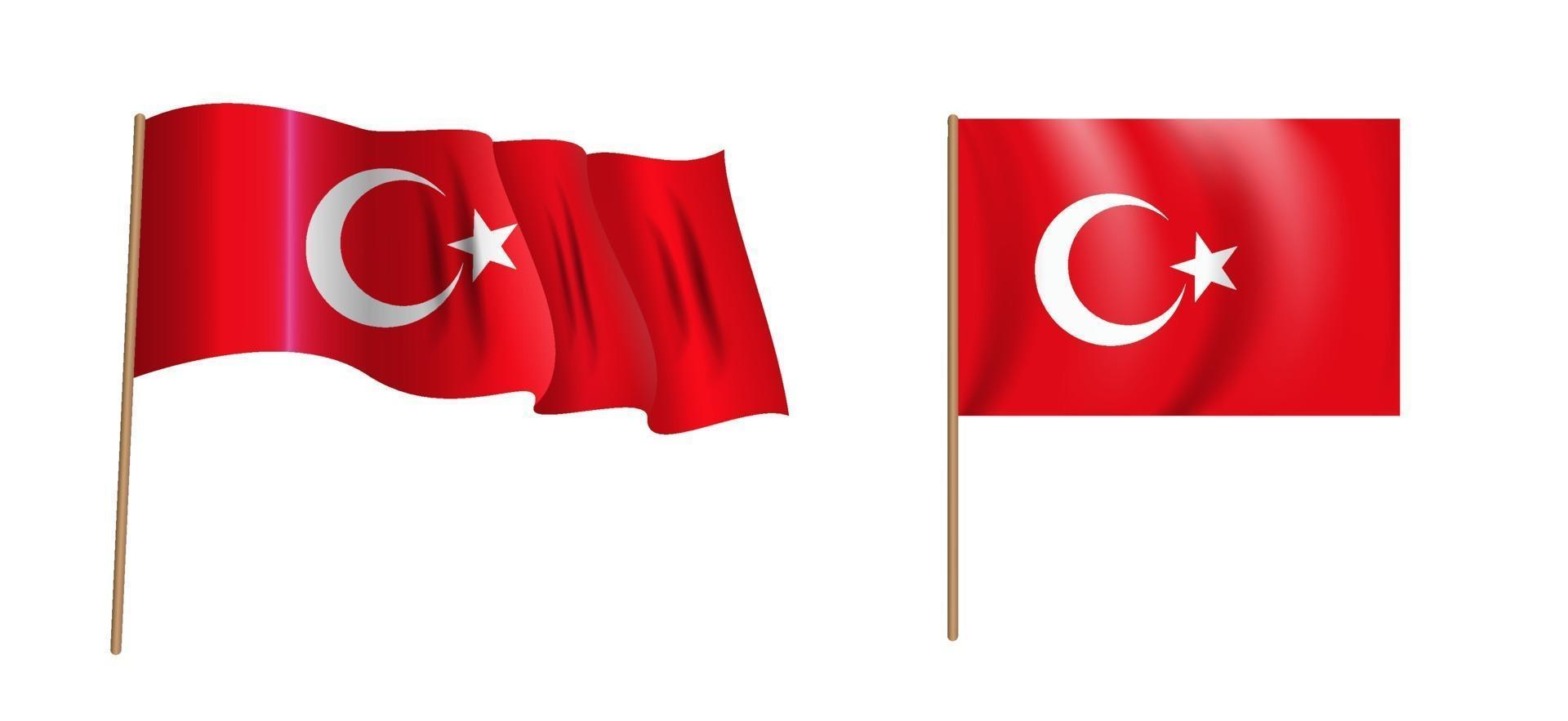 kleurrijke naturalistische wapperende vlag van Turkije. vector illustratie