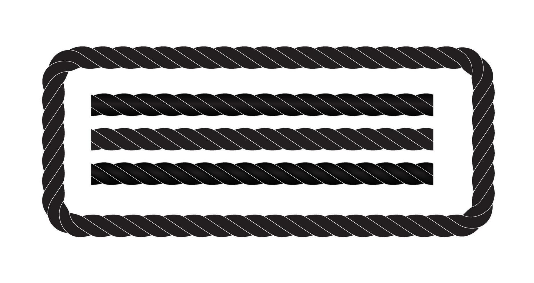 zwart-wit touw geïsoleerd op wit. naadloze compilatie. vector