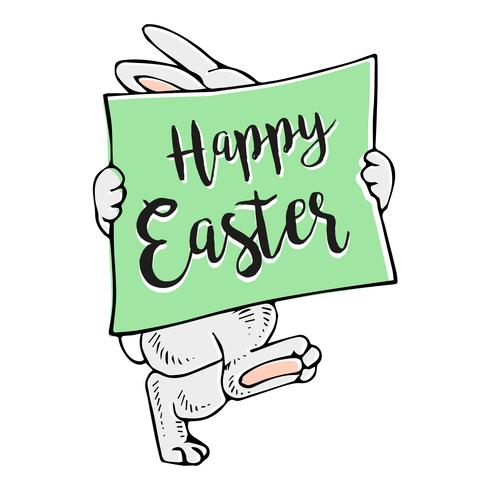 Happy Easter Bunny Banner. vector