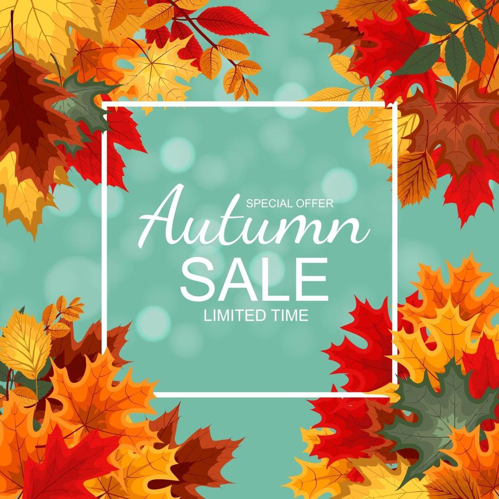 abstracte herfst verkoop achtergrond met vallende herfstbladeren vector