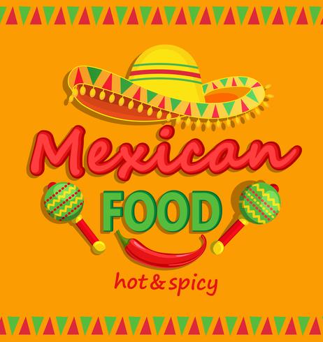 Mexicaans eten flyer met traditionele pittige. vector