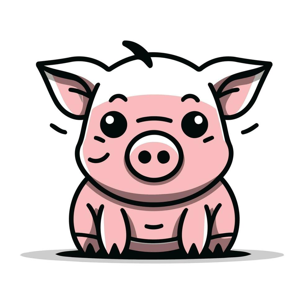schattig varken tekenfilm vector illustratie. geïsoleerd Aan wit achtergrond