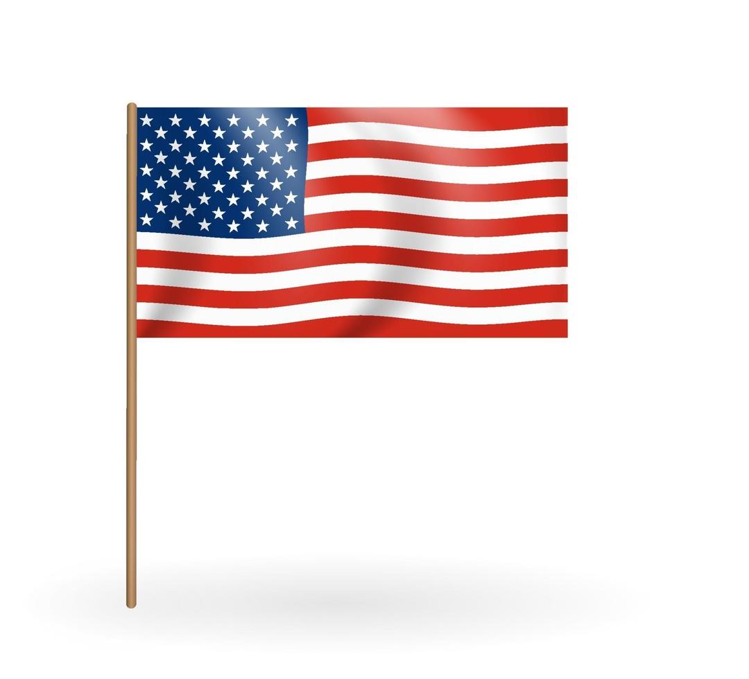 nationale vlag van amerika. usa banner zwaaien op een vlaggenmast vector