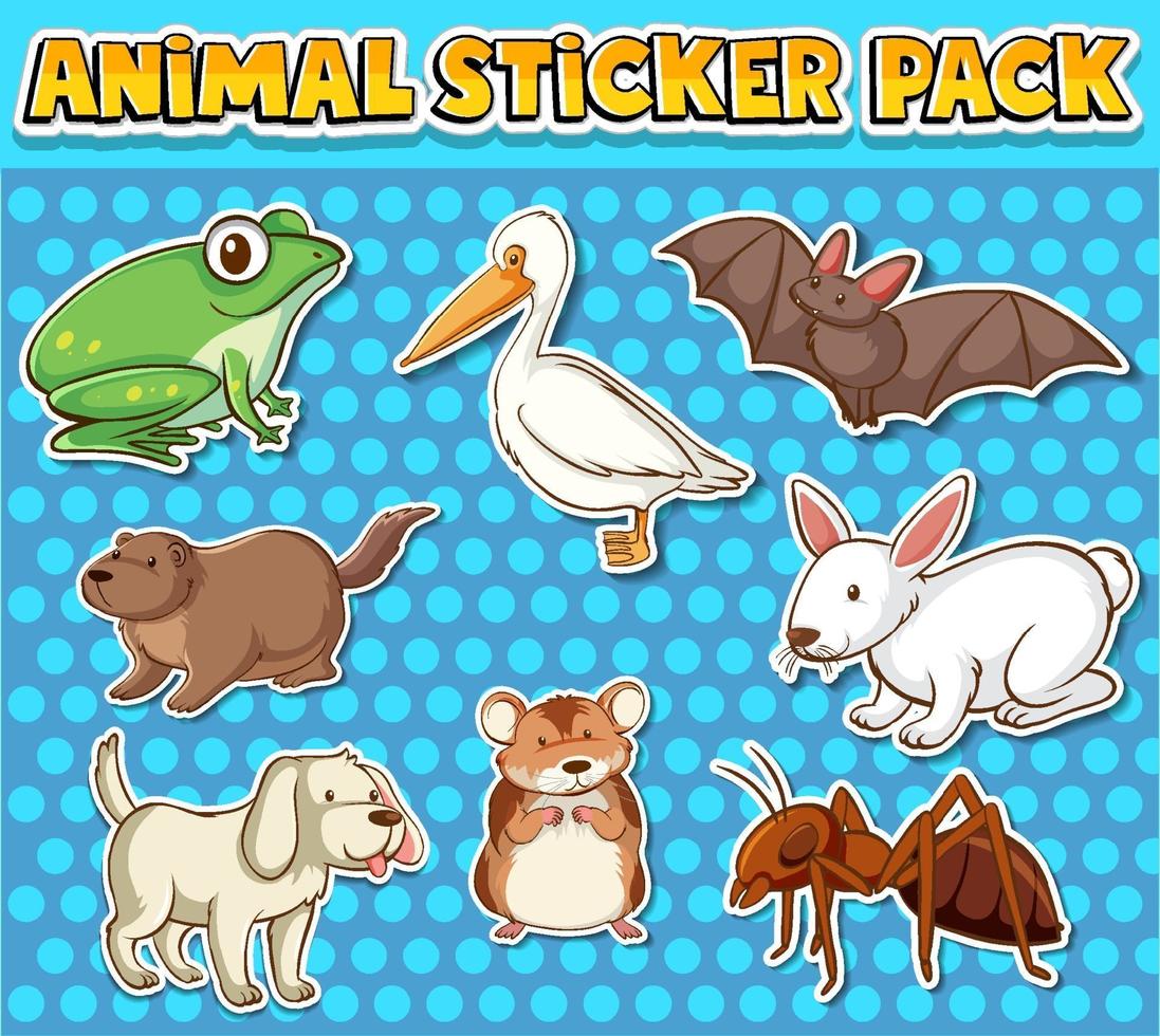 schattige wilde dieren stickerpakket geïsoleerd vector