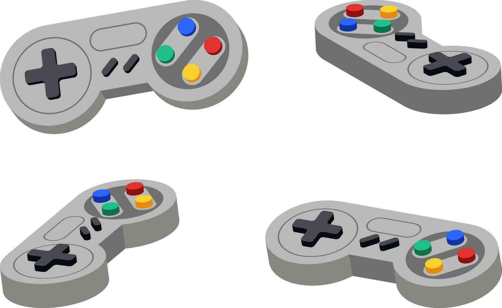 bedieningshendel reeks verschillend hoeken. gamepad troosten retro controle. Speel symbool controleur icoon. video joypad vector vlak ontwerp.