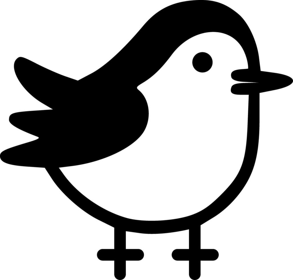 vector klein vogel tekening zwart icoon vector illustratie