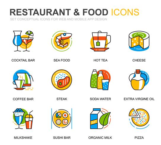 Simple Set Restaurant en Food Line Icons voor Website en Mobiele Apps vector