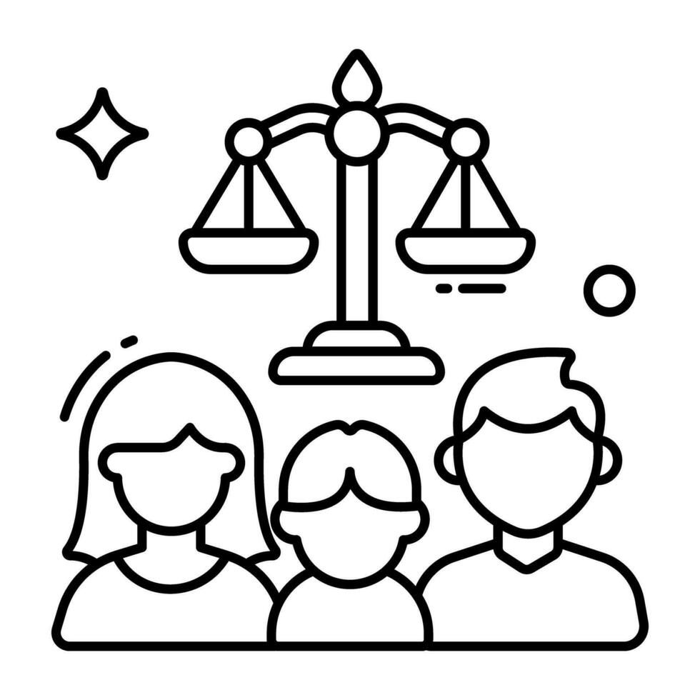 conceptuele lijn ontwerp icoon van familie wet vector