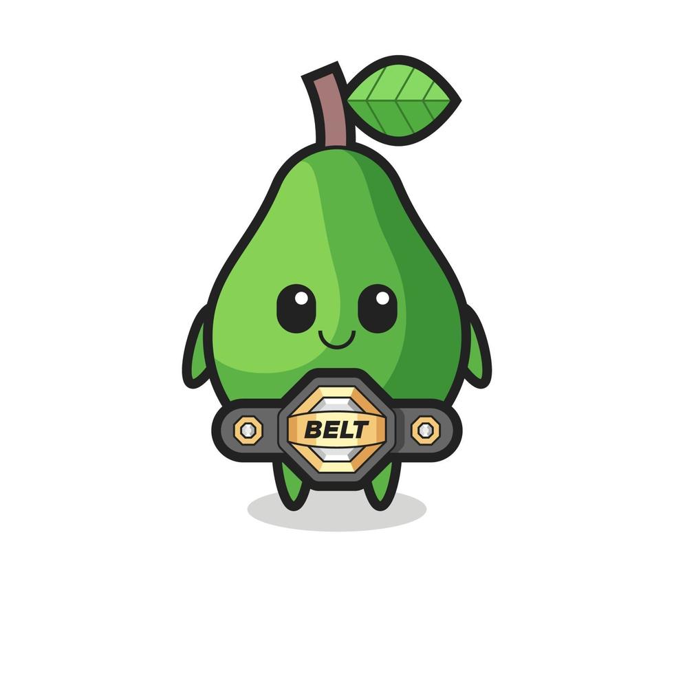 de mma fighter avocado mascotte met een riem vector