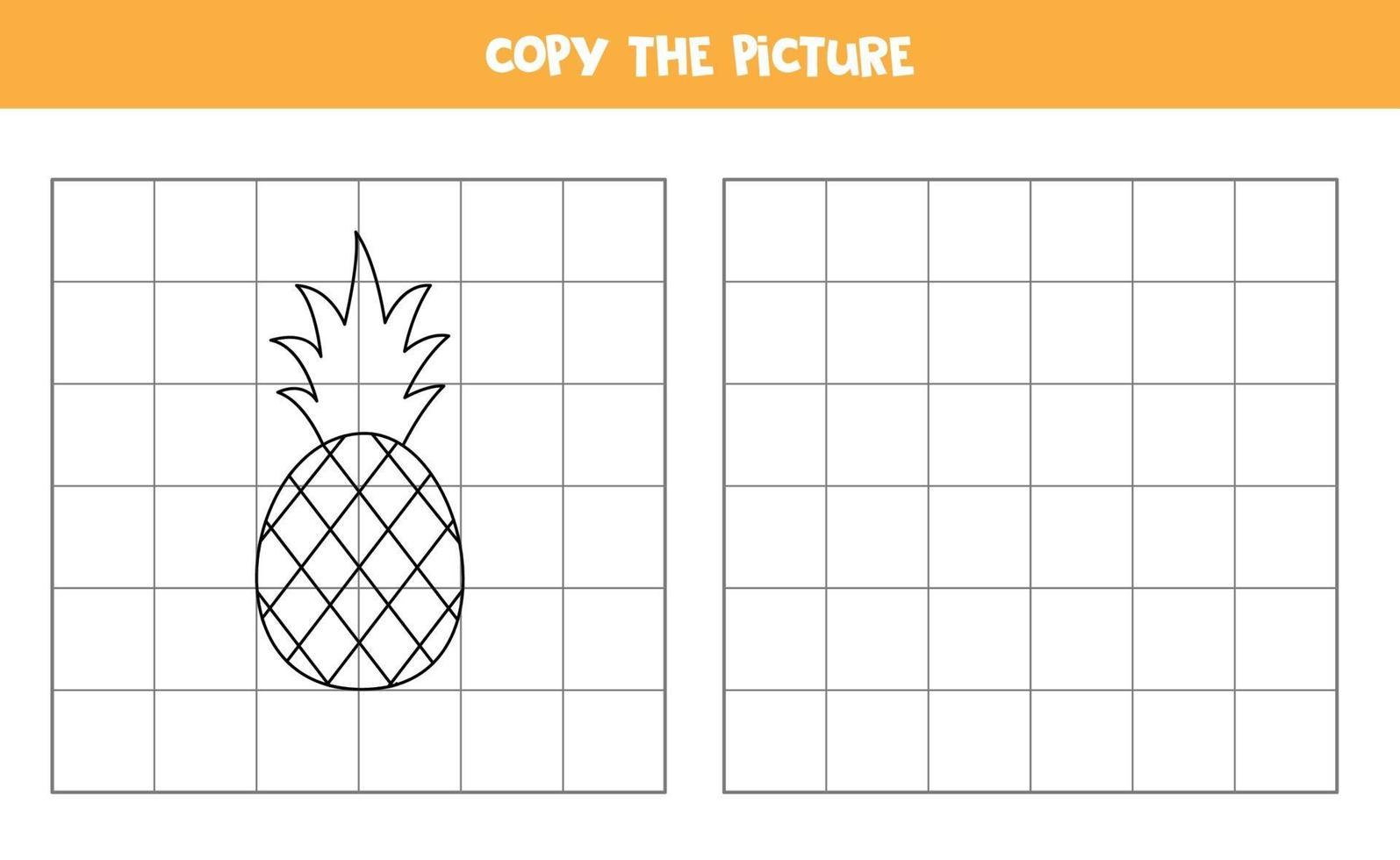 kopieer de afbeelding van ananas. logisch spel voor kinderen. vector