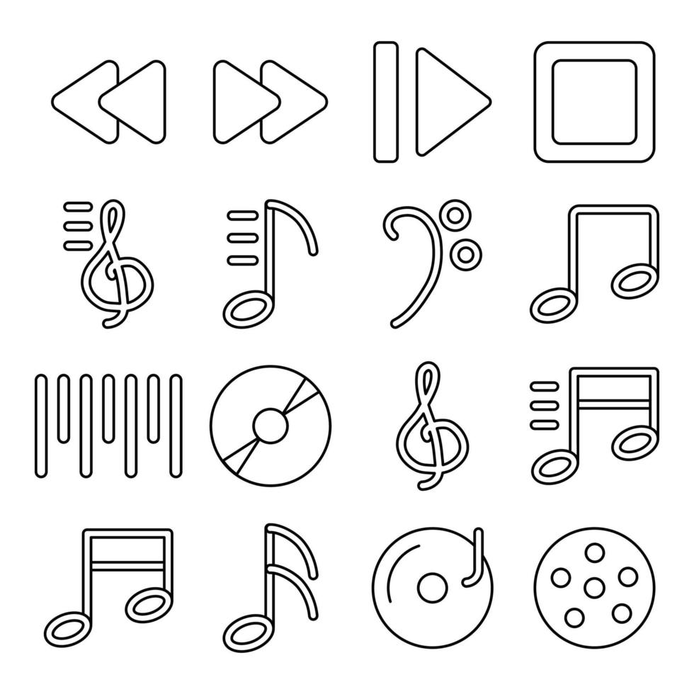 pak lineaire pictogrammen voor muziekapparatuur vector