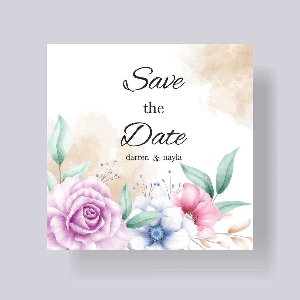 elegante en luxe aquarel bloemen bruiloft uitnodigingskaart vector