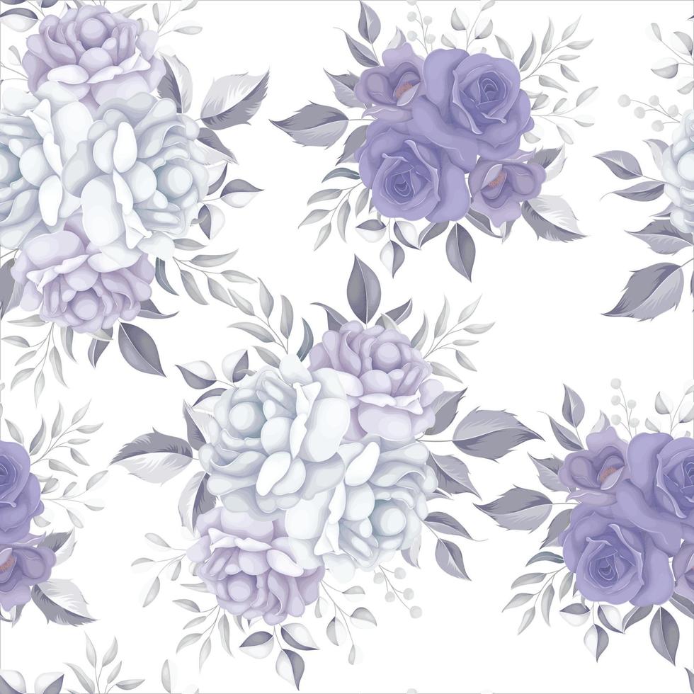 mooi bloemen naadloos patroon met paarse bloemen vector