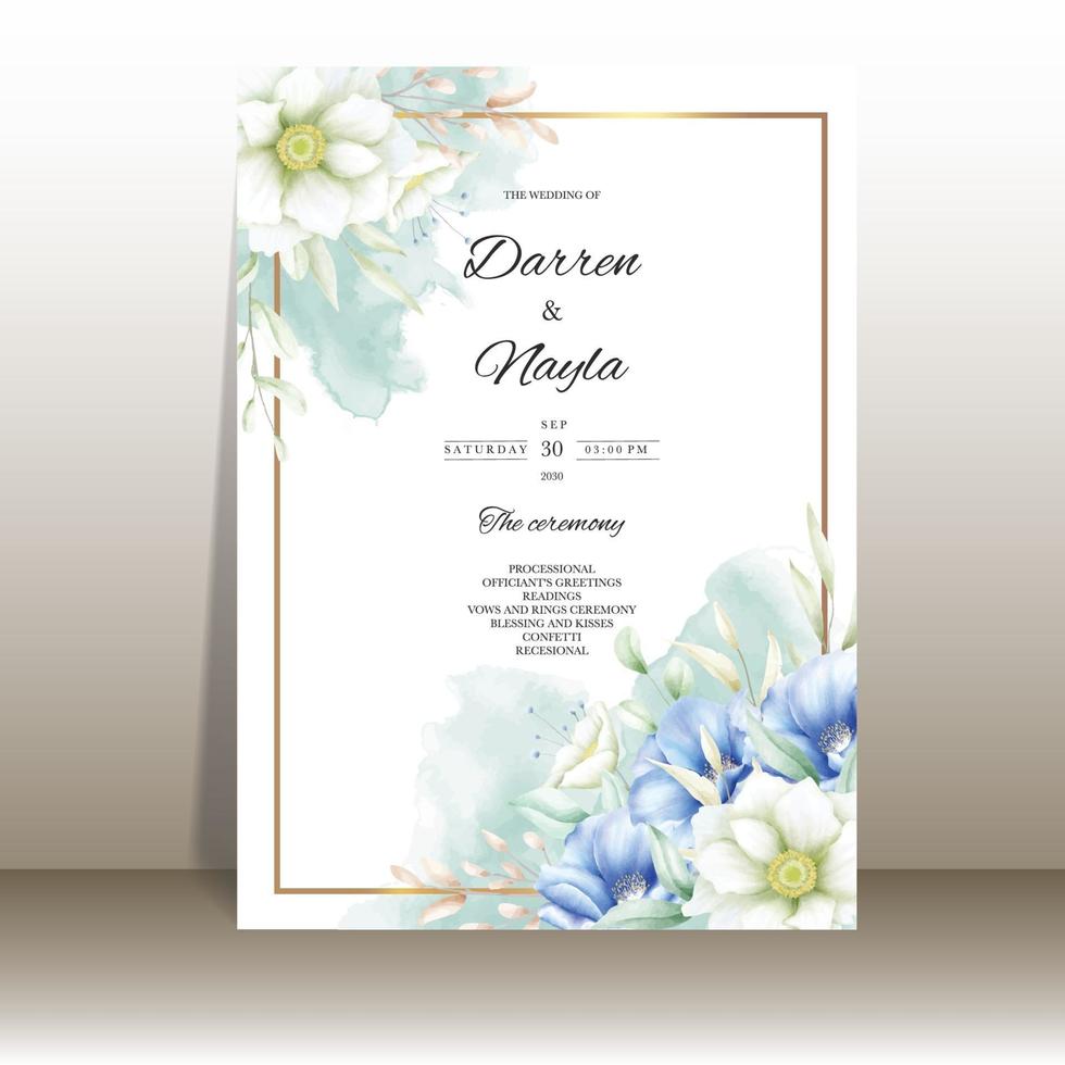 elegante en luxe aquarel bloemen bruiloft uitnodigingskaart vector