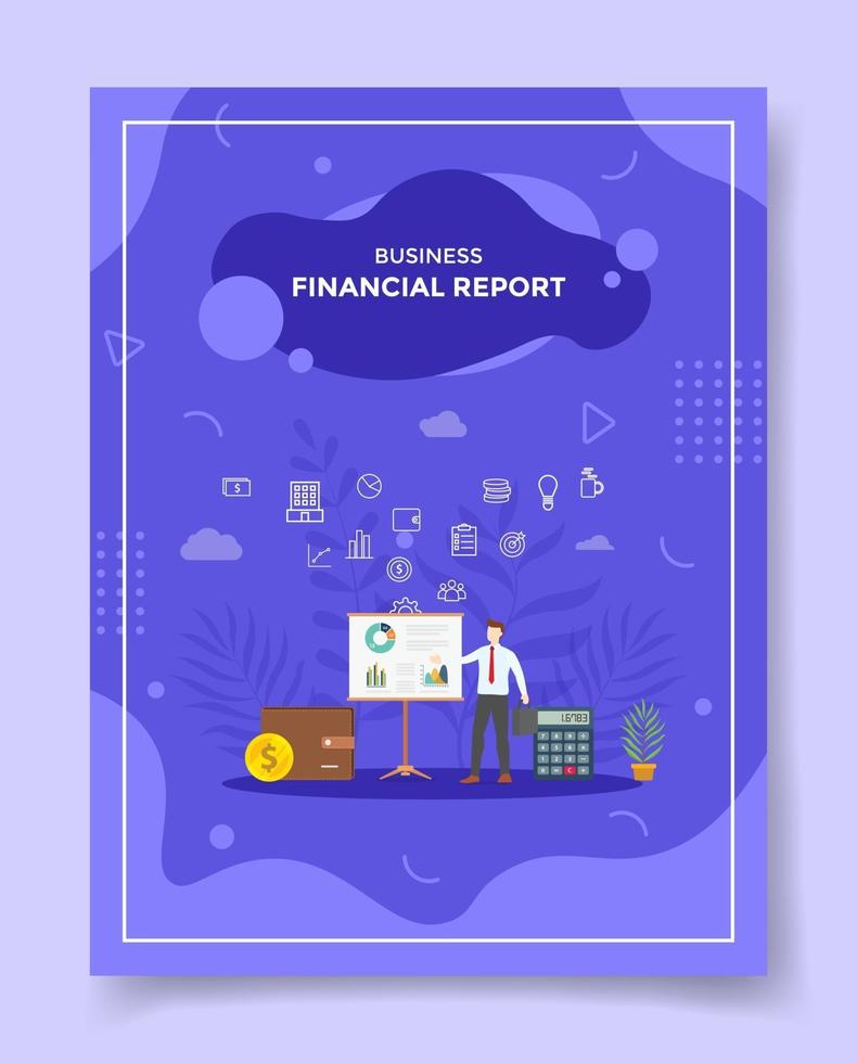 financieel rapport mannen gepresenteerd gegevens statistiek financiën winst maken vector