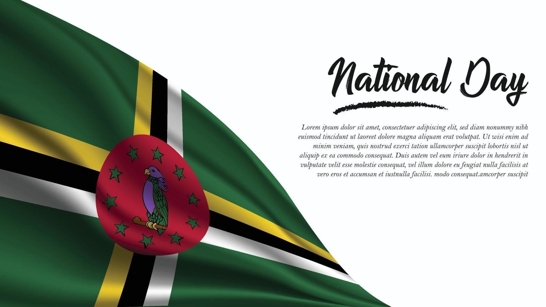 nationale dagbanner met de vlagachtergrond van Dominica vector