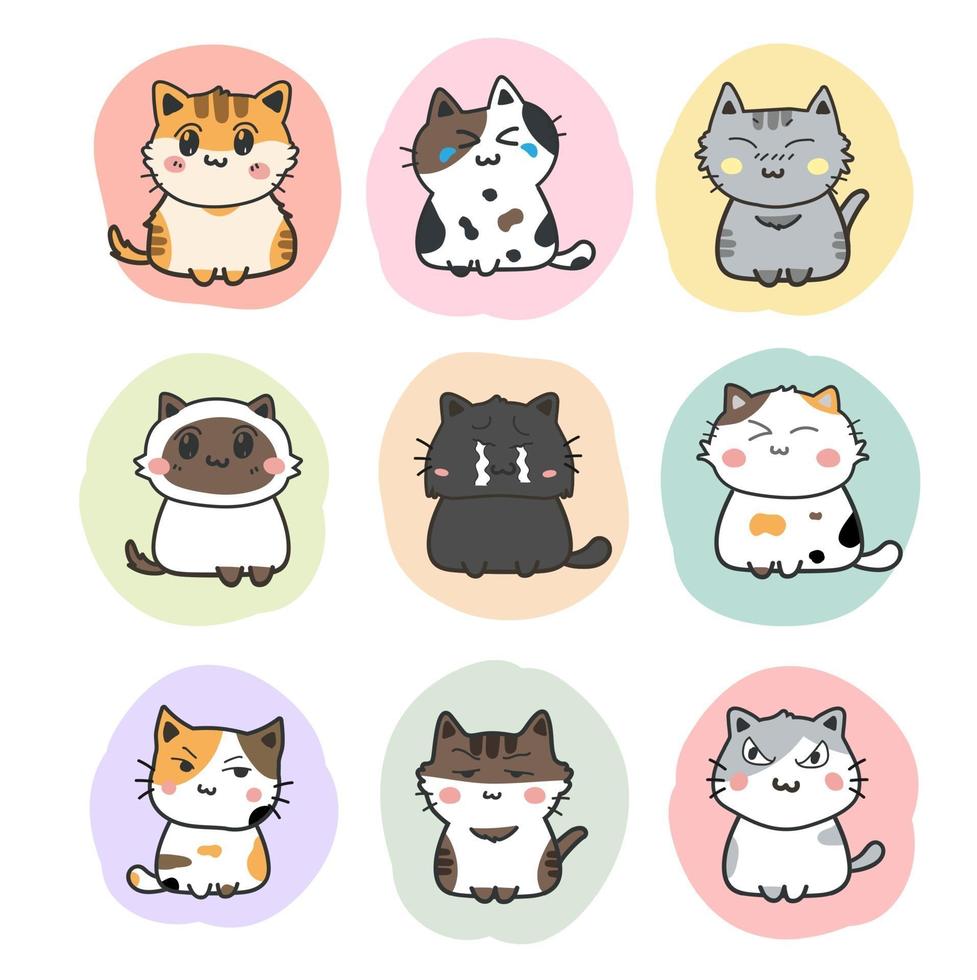 schattige katten cartoon set vector