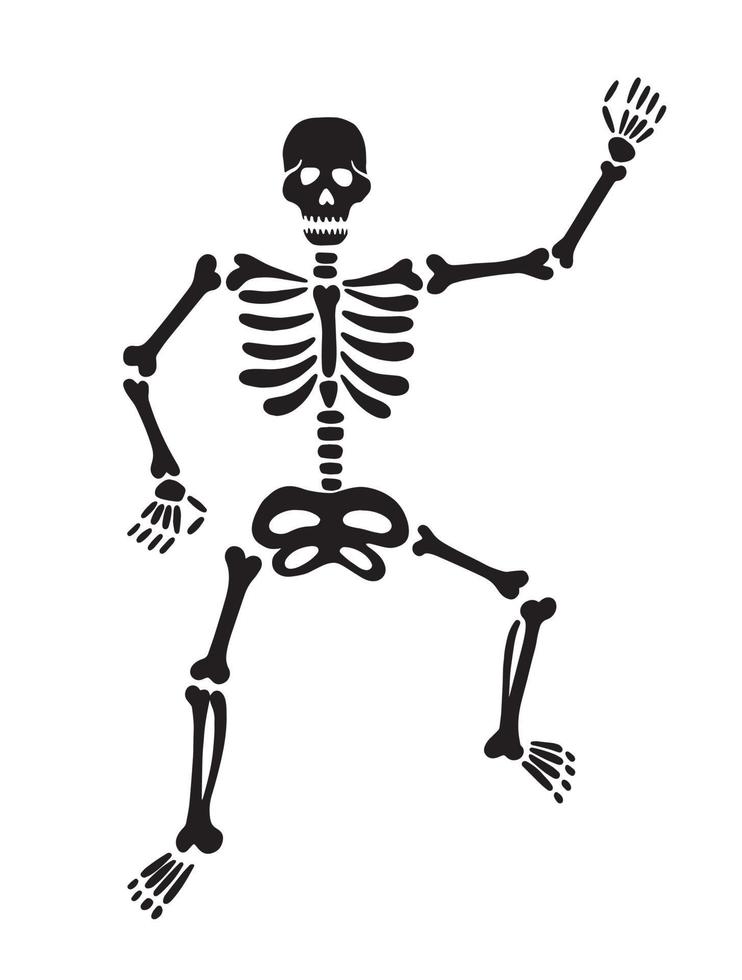 dansend skelet op een witte achtergrond vector
