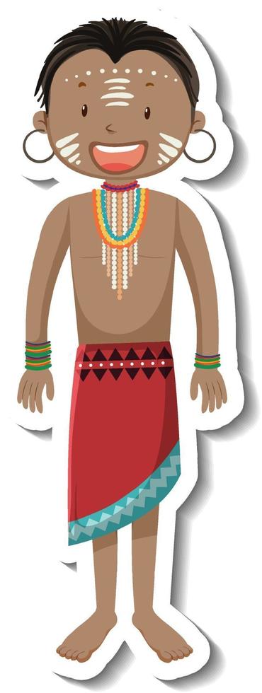 afrikaanse tribal man stripfiguur sticker vector