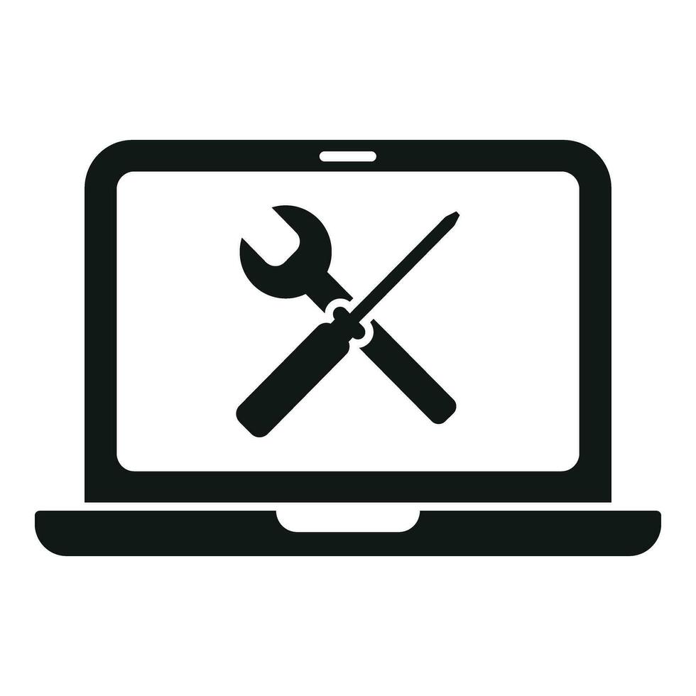 onderhoud laptop fout icoon gemakkelijk vector. apparaatje gegevens vector