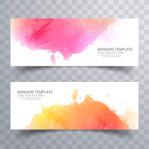 Abstract kleurrijk aquarel header ingesteld ontwerp vector