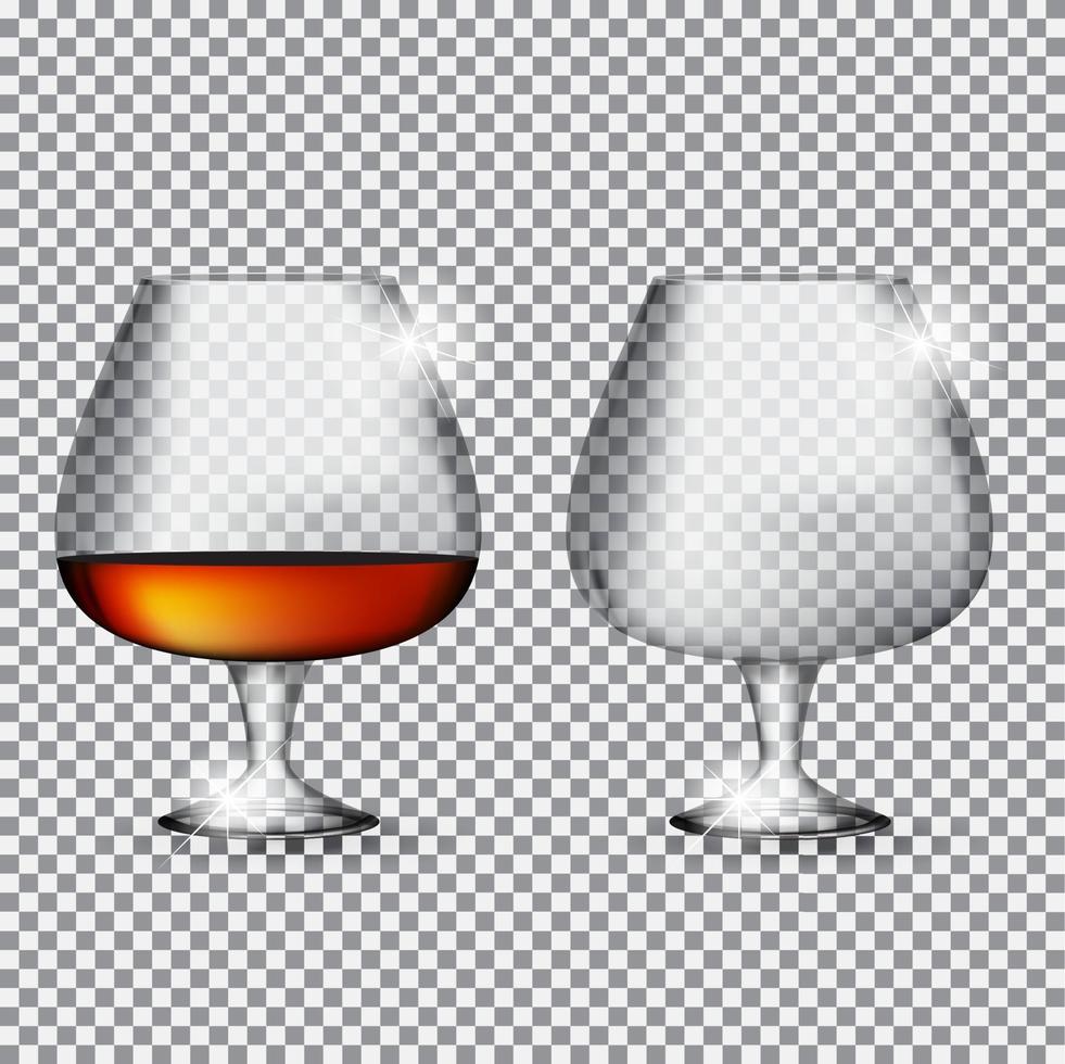 glas cognac leeg en vol vector