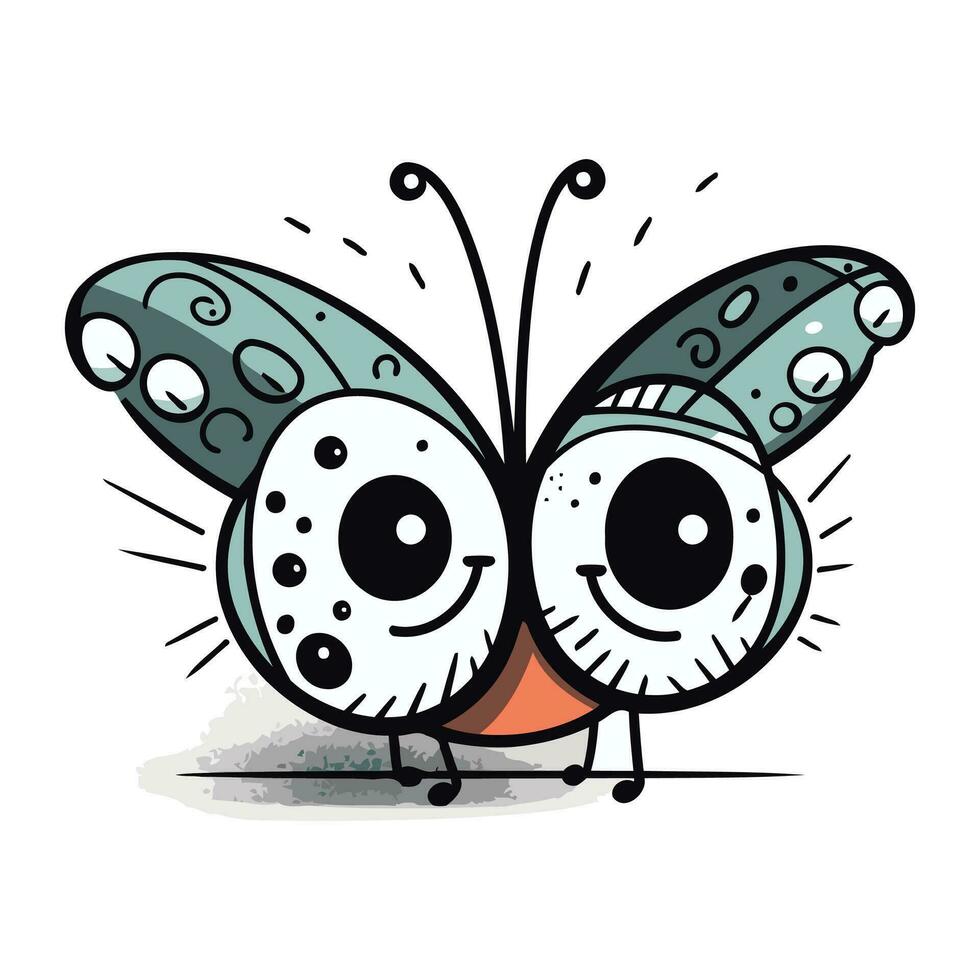 schattig vlinder tekenfilm karakter. vector illustratie geïsoleerd Aan wit achtergrond.