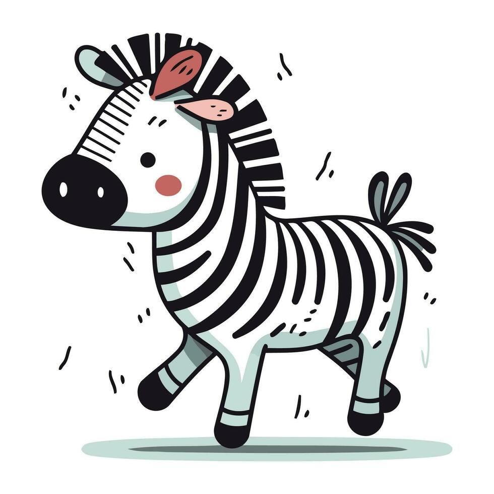 zebra vector illustratie. schattig tekenfilm zebra geïsoleerd Aan wit achtergrond.