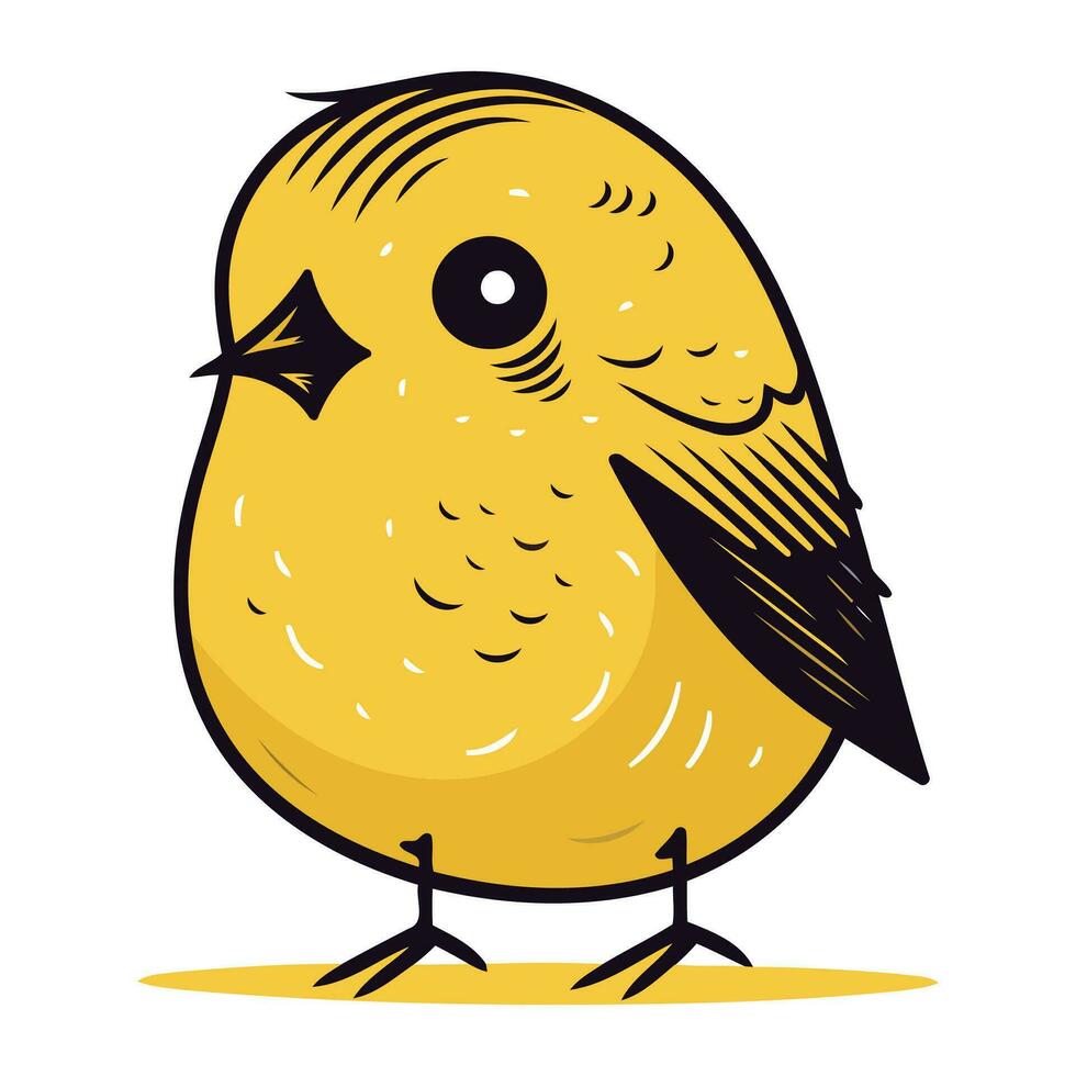 vector illustratie van een schattig weinig geel vogel geïsoleerd Aan wit achtergrond.