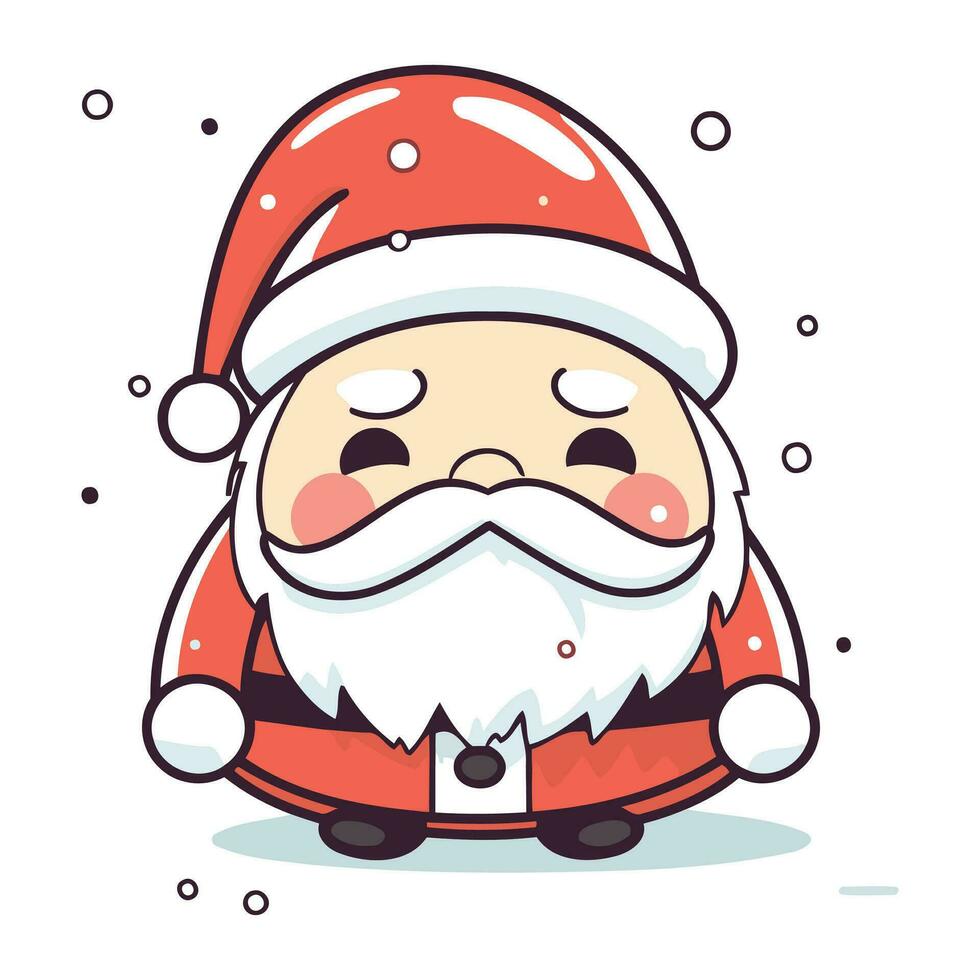 schattig de kerstman claus met baard en snor. vector illustratie.