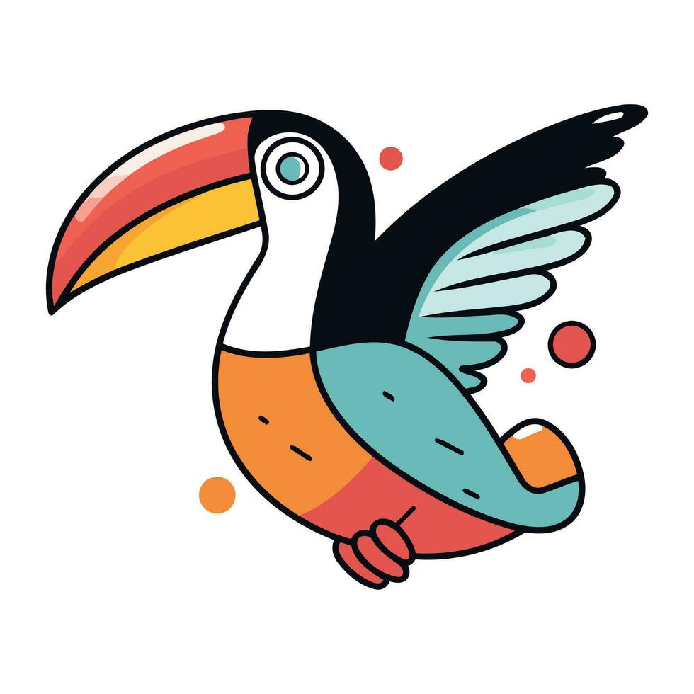 schattig toekan vogel. vector illustratie in tekening stijl.