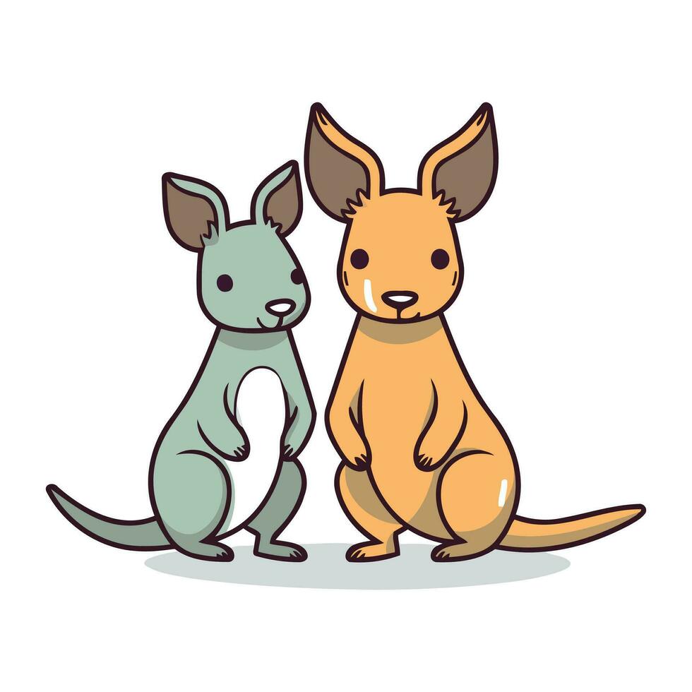 kangoeroe en muis schattig tekenfilm icoon vector illustratie grafisch ontwerp.