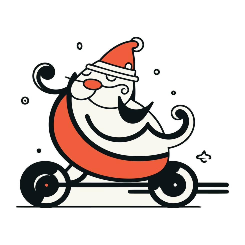 de kerstman claus rijden een scooter. Kerstmis kaart. vector illustratie.