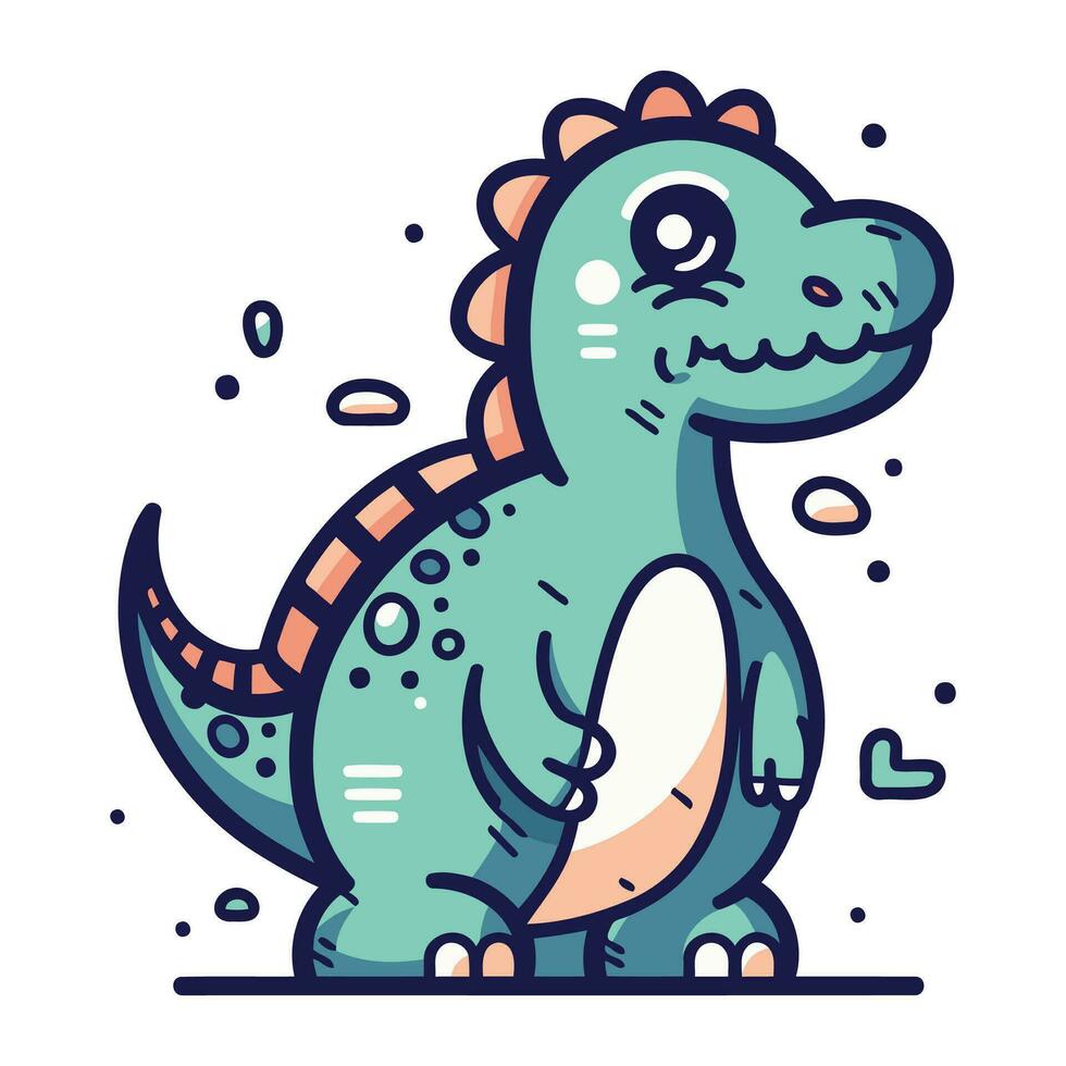 schattig tekenfilm dinosaurus. vector illustratie in tekening stijl.