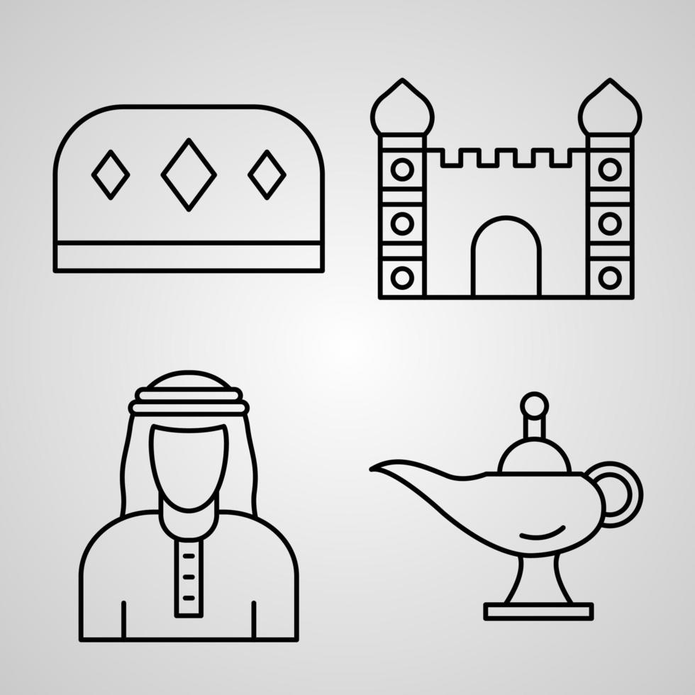 ramadan en eid lijn icon set collectie vector