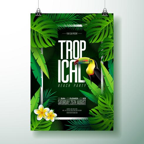 Tropical Beach Party Flyer Design vector
