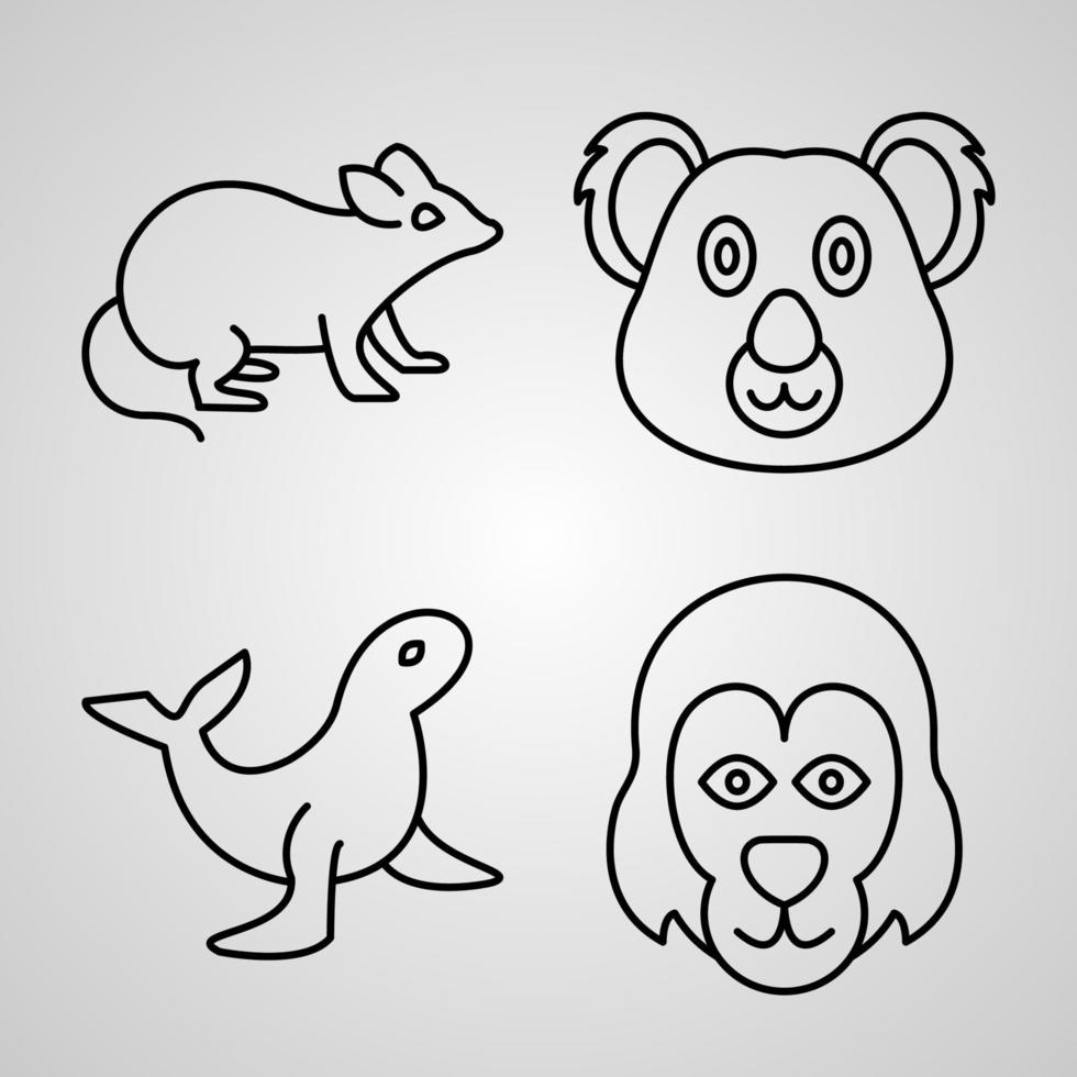 dieren symbool collectie op witte achtergrond dieren overzicht pictogrammen vector